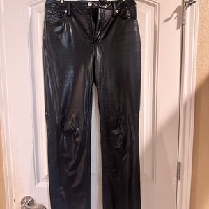 Express Black Faux Leather Straight Leg Jeans